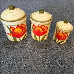 Jay import Tulip Floral Ceramic Canister Set